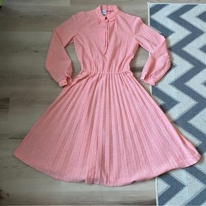 Vintage 80s Bleeker Street Pleated Prairie Dress, Size 8